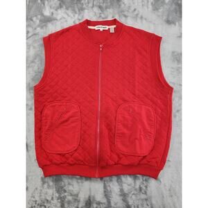 Vintage‎ 80s Creators Quilted Sleeveless Full Zip Jacket Size L Red Oversized
